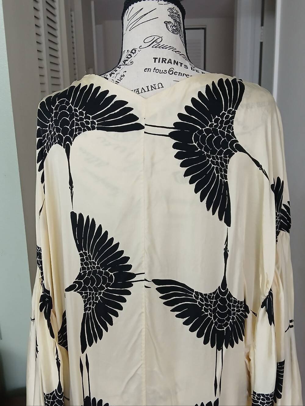KHAITE Zelma Black & Cream Crane Print Dress - Picture 12 of 16